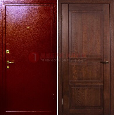 Красная железная дверь с порошковым окрасом ДП-58 в Апрелевке