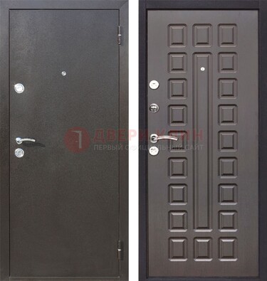 Коричневая железная дверь с порошковым окрасом ДП-63 в Апрелевке