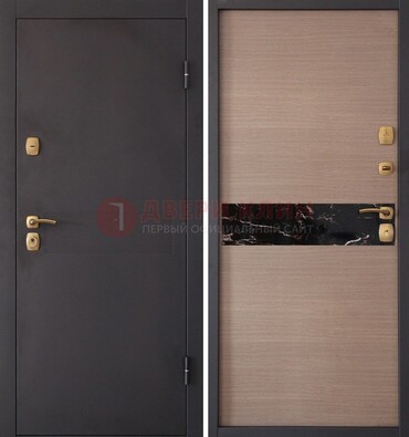 Коричневая металлическая дверь с порошковым окрасом ДП-82 в Апрелевке
