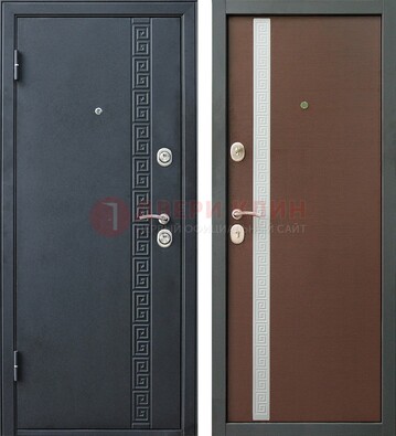 Черная стальная дверь с порошковым напылением ДП-9 в Апрелевке