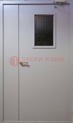 Белая железная подъездная дверь ДПД-4 в Апрелевке