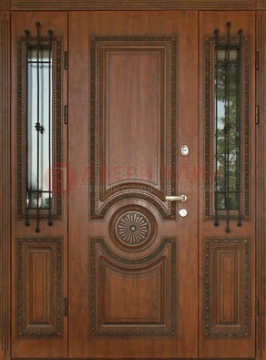 Парадная распашная стальная дверь Винорит со стеклом ДПР-106 в Апрелевке