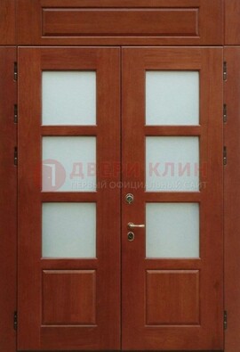 Металлическая парадная дверь со стеклом ДПР-69 для загородного дома в Апрелевке
