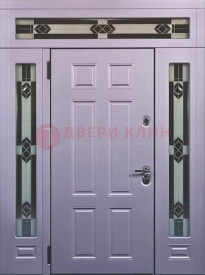 Филенчатая железная парадная дверь с фрамугами ДПР-82 в Апрелевке