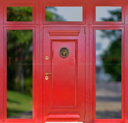 Красная парадная дверь для частного дома ДПР-88 в Апрелевке