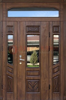 Парадная стальная дверь Винорит со стеклом и резьбой ДПР-97 в Апрелевке