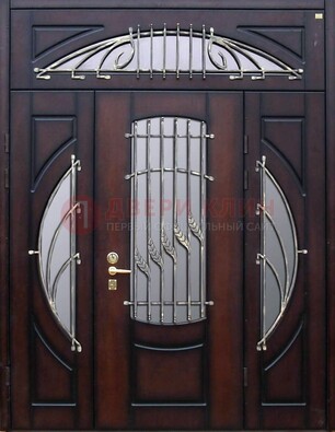 Парадная дверь со стеклянными вставками и ковкой ДПР-9 для улицы в Апрелевке