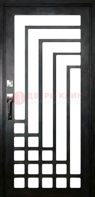Черная стальная решетчатая дверь в современном стиле ДР-43 в Апрелевке