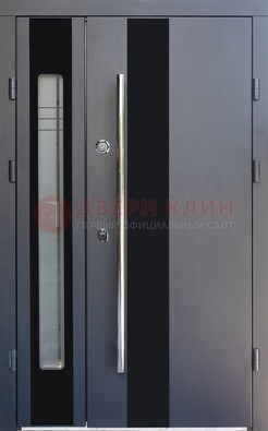 Серая стальная дверь со стеклом ДС-11 в Апрелевке