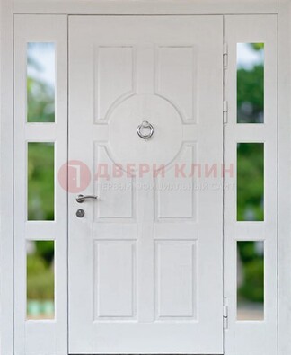 Белая стальная дверь со стеклом и фрамугами ДС-20 в Апрелевке