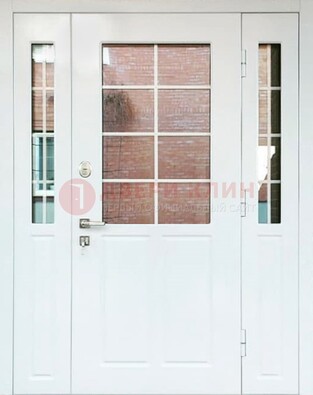 Белая стальная дверь со стеклом и фрамугами ДС-27 в Апрелевке
