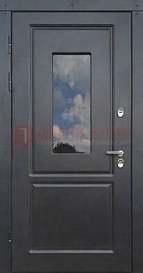 Чёрная металлическая дверь со стеклом ДС-77 в Апрелевке