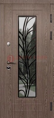 Металлическая дверь со стеклом и ковкой в стиле модерн ДСК-106 в Сургуте