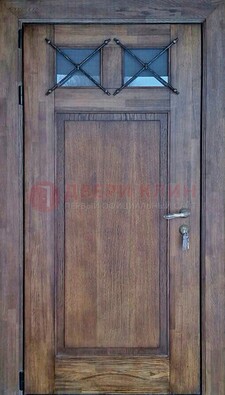 Металлическая дверь с Виноритом со стеклом и ковкой под старину ДСК-209 в Апрелевке