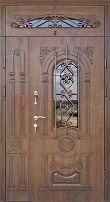 Распашная стальная дверь Винорит со стеклом и ковкой ДСК-232 в Апрелевке