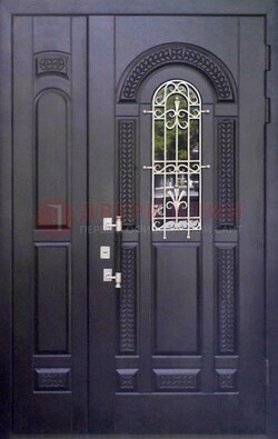 Входная дверь Винорит со стеклом и ковкой с узором ДСК-270 в Апрелевке