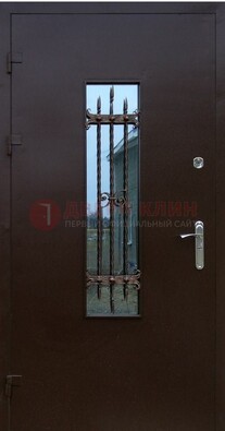 Надежная металлическая дверь со стеклом и ковкой ДСК-47 в Апрелевке