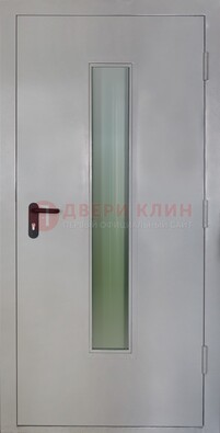 Белая металлическая противопожарная дверь со стеклянной вставкой ДТ-2 в Апрелевке