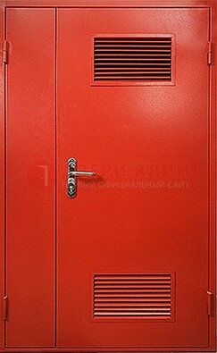 Красная железная техническая дверь с вентиляционными решетками ДТ-4 в Апрелевке