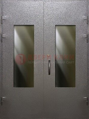 Серая тамбурная дверь со стеклянными вставками ДТМ-8 в Апрелевке