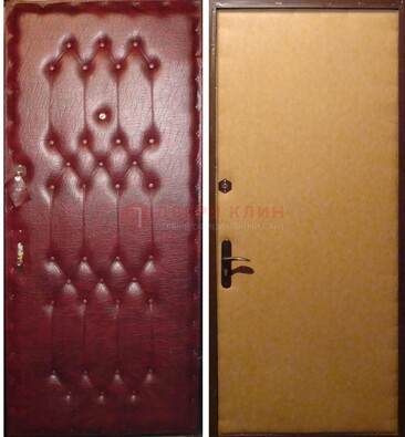 Бордовая металлическая дверь с винилискожей ДВ-1 в Апрелевке
