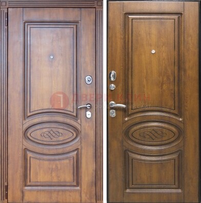 Коричневая металлическая дверь с виноритом ДВТ-10 в Апрелевке