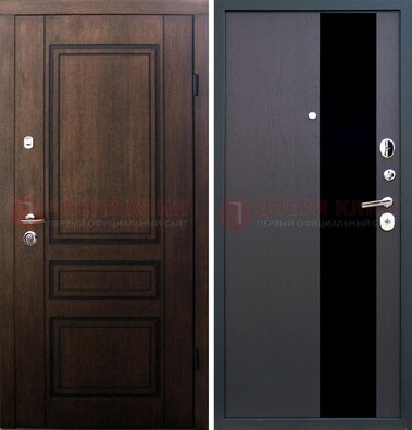 Входная дверь Итальянский орех с МДФ с черным стеклом ДМ-1199 в Апрелевке