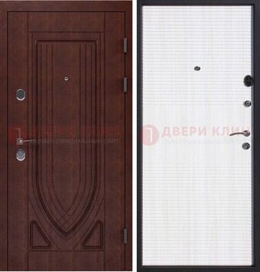 Уличная темная филенчатая дверь с виноритом и МДФ Белый ясень ДВТ-141 в Апрелевке