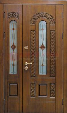Темная стальная дверь с виноритом и стеклом ДВТ-179 в Апрелевке