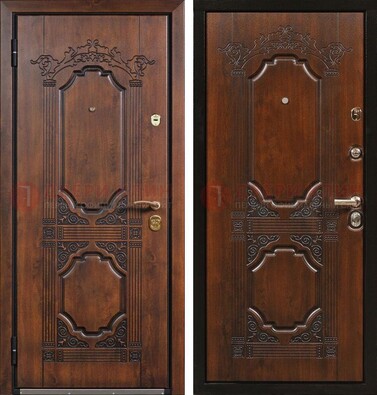 Коричневая железная дверь с виноритом и узором ДВТ-211 в Апрелевке