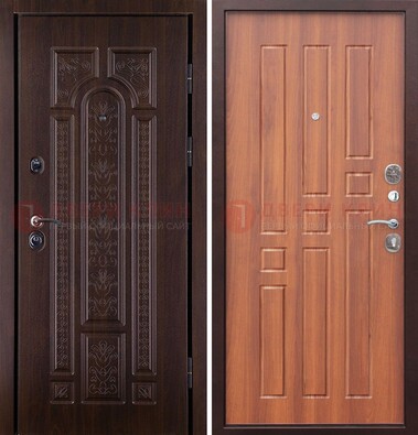 Темная металлическая дверь с виноритом и узором ДВТ-224 в Апрелевке