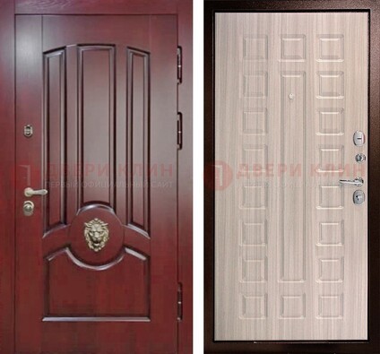 Темно-красная входная дверь с виноритом ДВТ-234 в Апрелевке