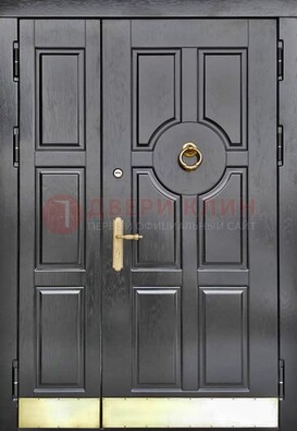 Черная металическая дверь с виноритом для дома ДВТ-241 в Апрелевке