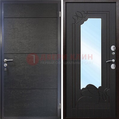 Темная Железная дверь c виноритом и МДФ с зеркалом ДЗ-119 в Апрелевке