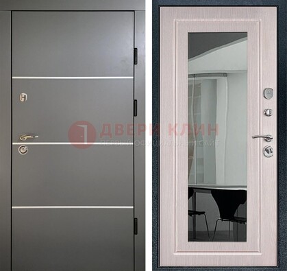 Черная металлическая дверь с зеркалом ДЗ-12 в Апрелевке