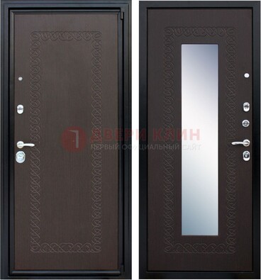 Темная стальная дверь с зеркалом ДЗ-20 в Апрелевке