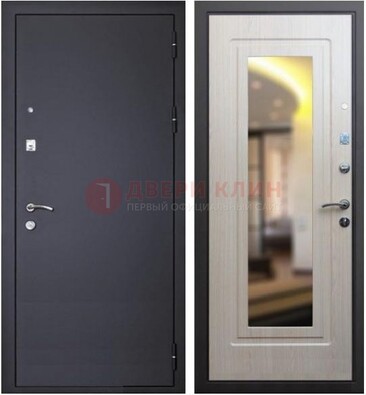 Черная металлическая дверь с зеркалом ДЗ-26 в Апрелевке