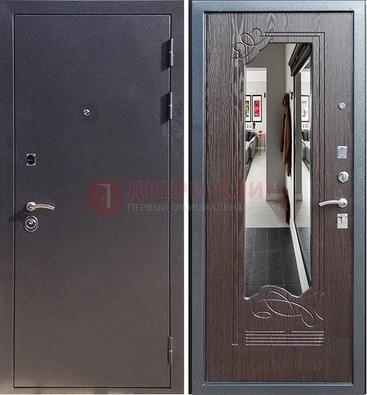 Черная входная дверь с зеркалом МДФ внутри ДЗ-29 в Апрелевке