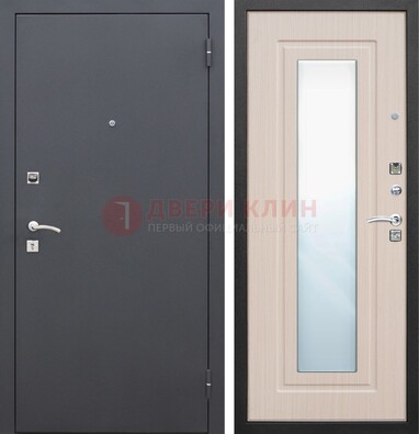 Черная входная дверь с зеркалом МДФ внутри ДЗ-31 в Апрелевке