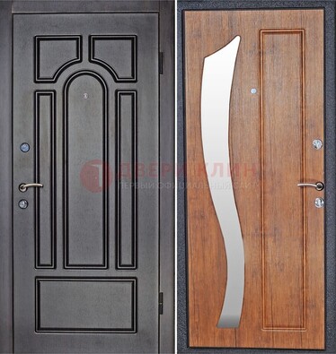 Темная железная дверь с зеркалом ДЗ-35 в Апрелевке