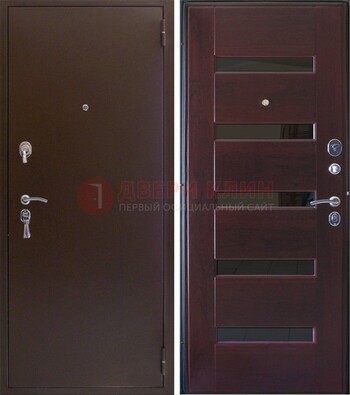 Темная железная дверь с зеркалом ДЗ-42 в Апрелевке