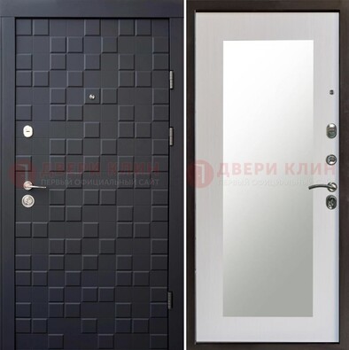 Черная стальная дверь МДФ и зеркалом ДЗ-50 в Апрелевке