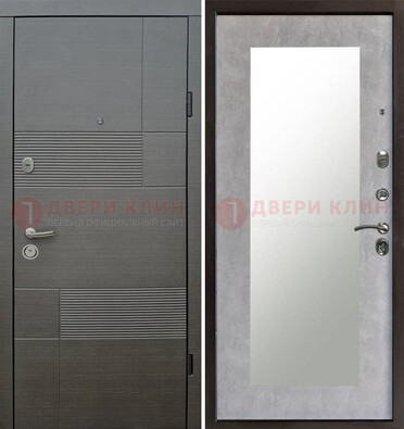 Серая входная дверь с МДФ панелью и зеркалом внутри ДЗ-51 в Апрелевке