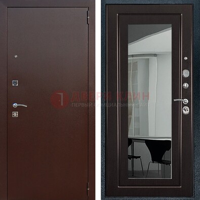 Металлическая дверь с порошковым напылением с МДФ и зеркалом ДЗ-61 в Апрелевке