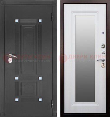 Стальная черная дверь МДФ с зеркалом ДЗ-76 в Апрелевке