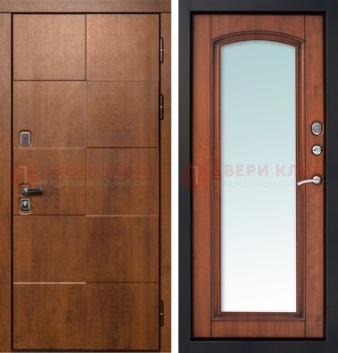 Белая филенчатая дверь с фрезерованной МДФ и зеркалом ДЗ-81 в Апрелевке