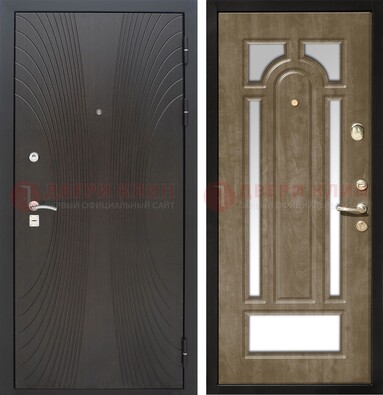 Темная металлическая дверь МДФ с различными зеркальными вставками внутри ДЗ-82 в Апрелевке
