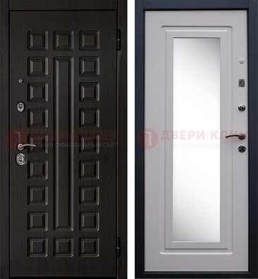 Черная филенчатая металлическая дверь МДФ с зеркалом ДЗ-83 в Апрелевке