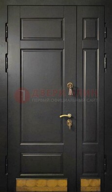 Черная полуторная железная дверь для частного дома ПЛ-2 в Апрелевке