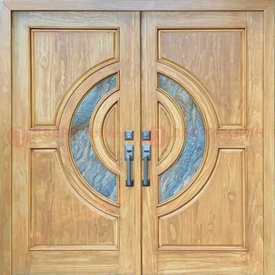 Двухстворчатая металлическая дверь с витражом ВЖ-11 в Апрелевке